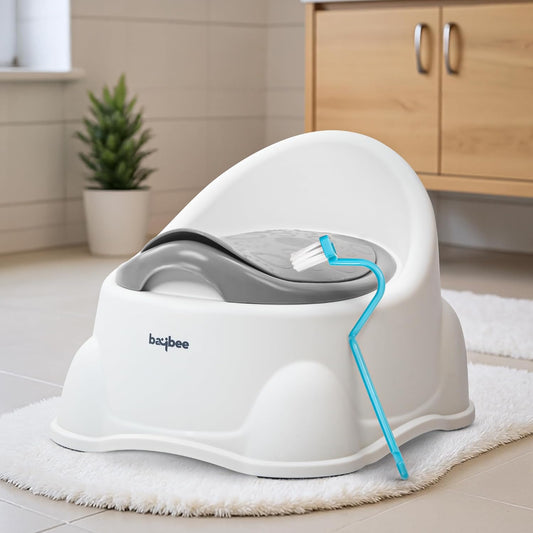 Baybee Baby Potty Training Seat for Kids 1-5 Years | Toddler Potty Chair with Removable Tray, Soft Cushion & Cleaning Brush | Portable Toilet Training Seat for Boys & Girls (Grey)