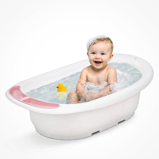 Baybee Lincey Kids Bath Tub for Baby | Mini Swimming Pool with Anti-Skid Base, Soap Tray & Drain Plug | Portable Baby Bathtub for Newborns & Kids 0-5 Years Boys & Girls (Pink)