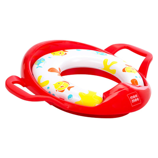 Mee Mee Premium Baby Cushioned Potty Seat with Easy Grip Handles – Red Comfortable Toilet Training Seat for Kids & Toddlers | Fits Standard Toilets