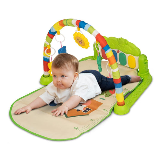 Baybee Piano Play Gym Mat for Babies | Musical Activity Play Gym with 5 Hanging Toys, Music & Lights | Indoor Baby Playmat for Newborns 0-12 Months Boys & Girls (Green)