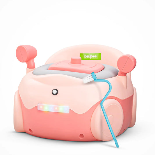 Baybee Baby Potty Training Seat for Kids 1-5 Years | Car-Shaped Toddler Potty Chair with LED Lights, Removable Tray, Soft Cushion & Cleaning Brush | Portable Toilet Training Seat for Boys & Girls (Pink)
