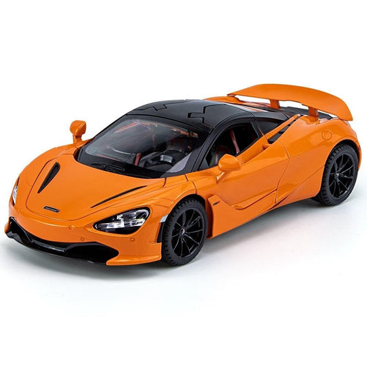 Joy Junction 1:24 Scale Alloy Die-cast Model Car – Pull Back Toy Car with Openable Doors, Lights & Music | Exclusive Metal Car for Kids & Collectors (Orange)