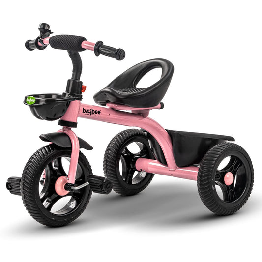 Baybee Geezee Baby Tricycle for Kids | Balanced Baby Trike with EVA Wheels & Dual Storage Baskets | Kids Cycle for Boys & Girls 2–5 Years (Pink)