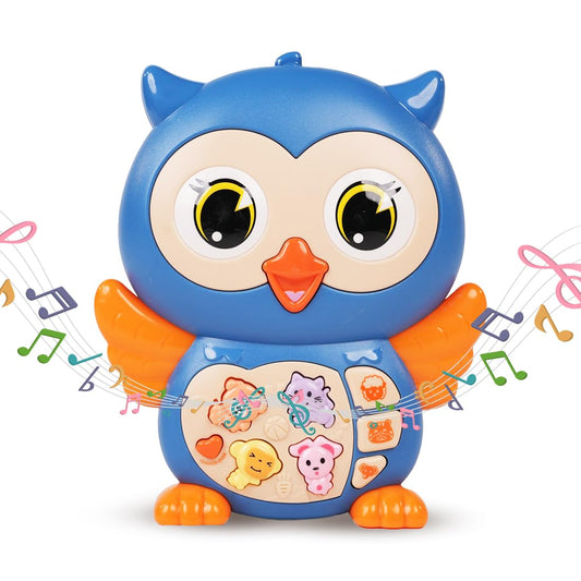 Joy Junction Owl Baby Musical Toy | Interactive Learning Toy with Music, LED Lights & Animal Sounds | Early Educational Development Crawling Toy for Infants & Toddlers 12 Months+ (Blue)
