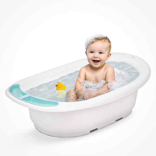 Baybee Lincey Kids Bath Tub for Baby | Mini Swimming Pool with Anti-Skid Base, Soap Tray & Drain Plug | Portable Baby Bathtub for Newborns & Kids 0-5 Years Boys & Girls (Blue)