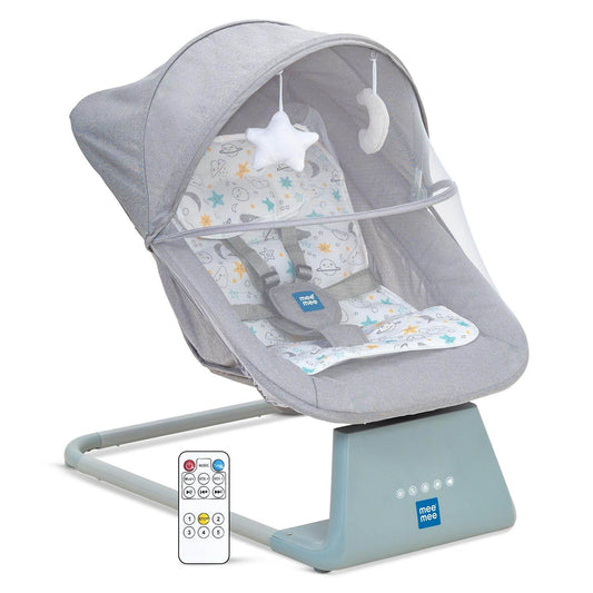 Mee Mee Automatic Baby Rocker & Swing Chair with Bluetooth Music, Remote Control, Timer, Safety Belt, Mosquito Net & Lightweight Design - Timbuktoon