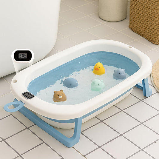 Mee Mee Baby Bath Tub for 0–5 Years/New Born Baby Foldable Bathtub with Bathing Bather Cushion Chair, Fast Drainage, Space Saving, Bath Tub for Kids Girls & Boys | Blue"