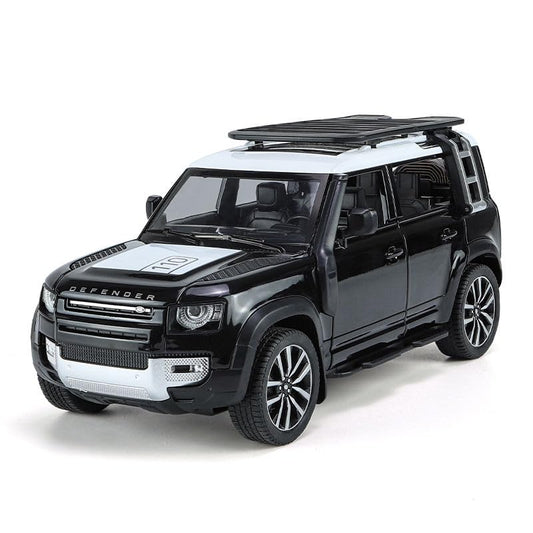 Joy Junction 1:24 Scale Defender Model Car – Exclusive Big Size Alloy Die-cast Metal Toy Car with Pull Back Action, Openable Doors, Lights & Music (Black)