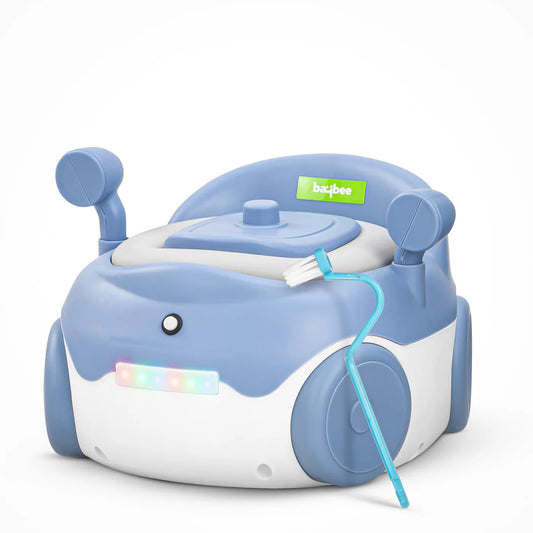 Baybee Baby Potty Training Seat for Kids 1-5 Years | Car-Shaped Toddler Potty Chair with LED Lights, Removable Tray, Soft Cushion & Cleaning Brush | Portable Toilet Training Seat for Boys & Girls (Blue)