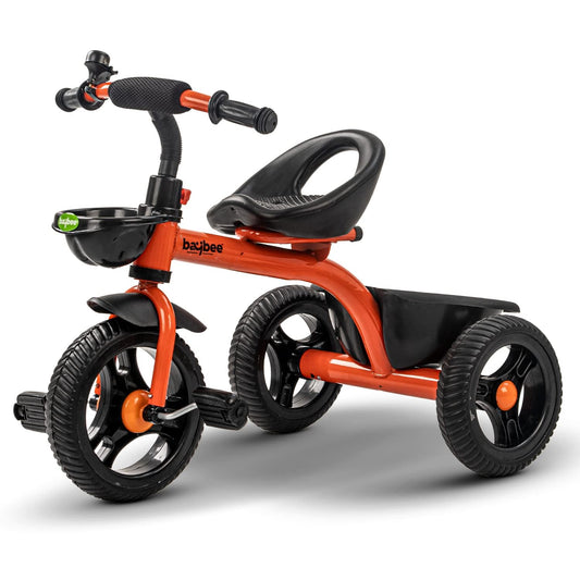 Baybee Geezee Baby Tricycle for Kids | Balanced Baby Trike with EVA Wheels & Dual Storage Baskets | Kids Cycle for Boys & Girls 2–5 Years (Orange)