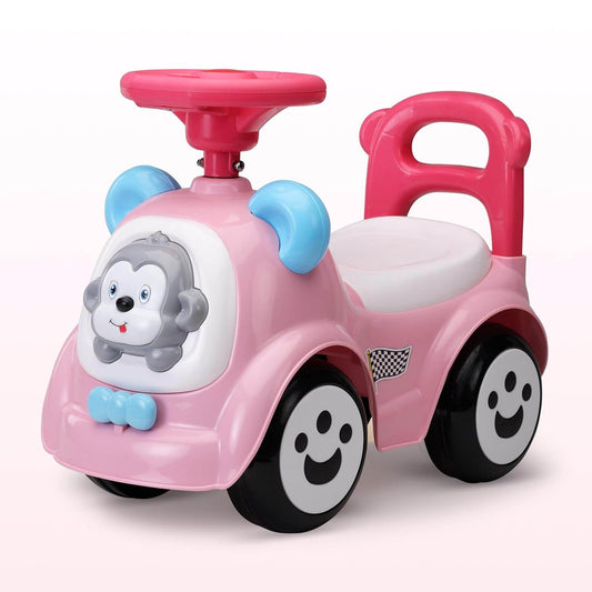LuvLap Sunny Baby Ride-On – Musical Push Car with Steering Horn, Big Wheels, Storage Space & Safety Rails, for 1 to 3 Yrs (Pink) - Timbuktoon