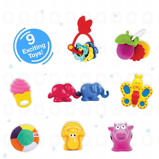 Giggles Funskool Gift Set Premium, Toy Set for Newborn Baby, Infants & Toddlers, Includes Rattle, Teether, Animals & Activity Toys With Development, Gift Set for Babies, Multicolor Age 3+ Months - Timbuktoon