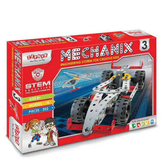 Mechanix - 3 DIY STEAM Educational Toy, Building and Construction Set for Boys and Girls Age 7+ Years - Timbuktoon