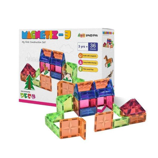 Zephyr - Learning Steps - Magnetix-3 Magnetic Building Set, 36 Pieces, Educational Construction Toy for Ages 3+ Years - Timbuktoon