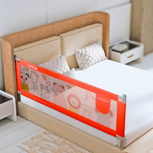 Comfy Baby Bed Rail Guard (6 ft x 2.3 ft), 180cmx72cm, Bed Rails for Baby & Toddler Safety, Portable, Adjustable Height, Single Side Bed Rail, Pack of 1, Printed Pink New - Timbuktoon