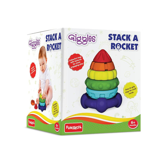 Giggles Funskool Stack A Rocket, Nesting & Stackable Textured Toy for Kids, Encourages Learning & Development, Fun Activity for Babies, Gift Set for Kid, Age 6+ Months - Timbuktoon
