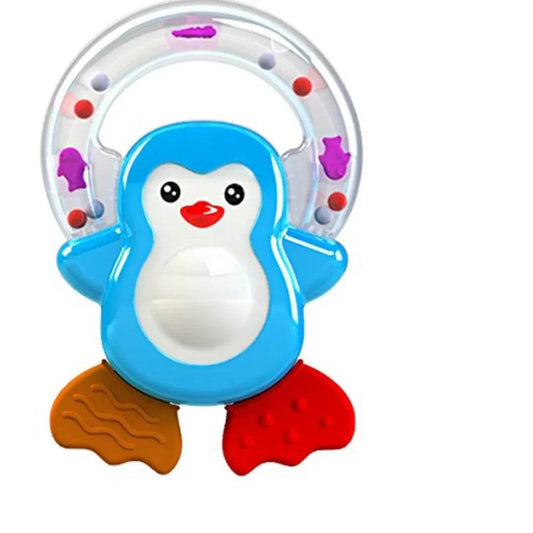 Giggles Funskool, Penguin Pal Teether Rattle, Multi Color, 3 Months + - Timbuktoon