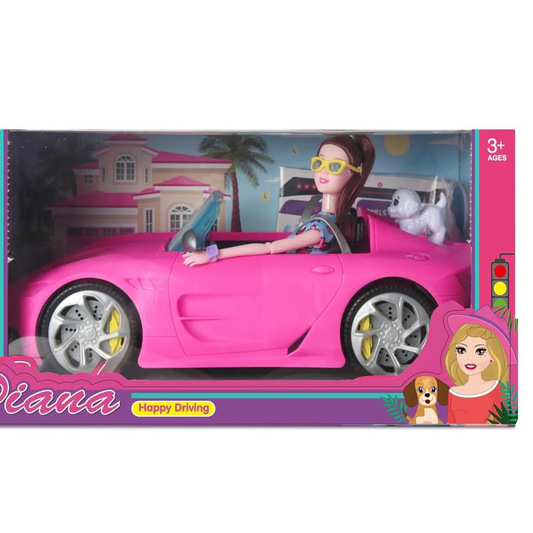 Joy Junction Diana Series Set – Beautiful Dazzling Doll with Trendy Clothes and Accessories, Fashion Toy for Girls (Car Included)