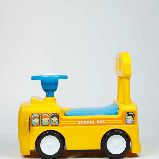 UA Toys School Bus Ride-On Toy for Kids – Push Car with Steering Wheel Bright yellow design with backrest support, perfect for toddlers' indoor and outdoor play. - Timbuktoon