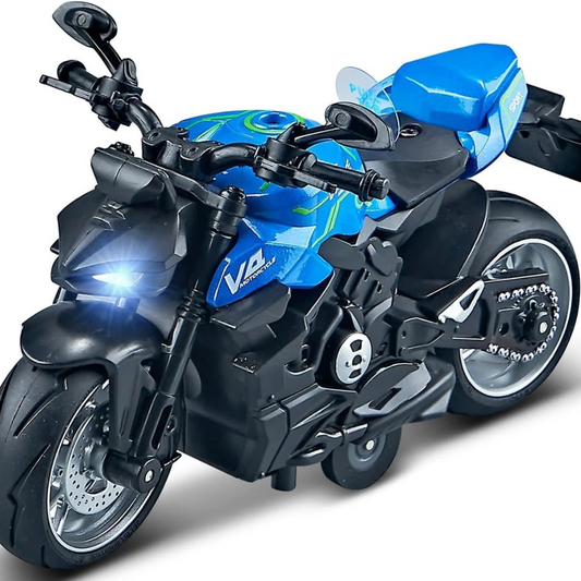 Joy Junction 1:18 Scale Ducati Die-cast Motorcycle Toy – Alloy Pull Back Superbike Model with Lights & Sound | Simulation Bike for Kids, Adults & Car Dashboard Display(Blue)