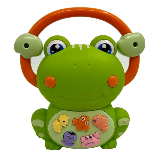 Joy Junction Green Frog Musical Toy – Interactive Infant Crawling Toy with Music, LED Lights & Animal Sounds | Early Development Toy for Toddlers 12 Months+ | Birthday Gift for Boys & Girls