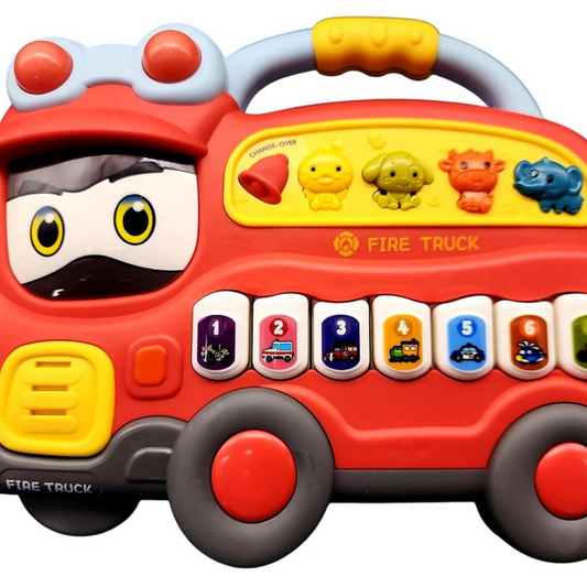 Joy Junction Piano for Kids – Keyboard Musical Instrument Toy with Flashing Lights, Animal Sounds & Songs | Fun Educational Musical Toy for Children (Fire Engine – Red)