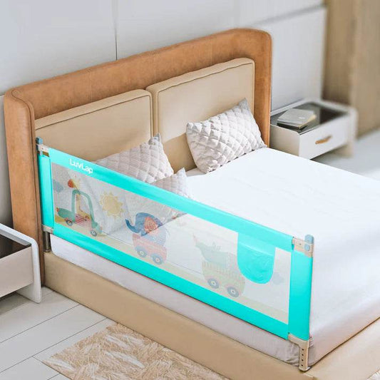 Comfy Baby Bed Rail Guard (6 ft x 2.3 ft), 180cmx72cm, Bed Rails for Baby & Toddler Safety, Portable, Adjustable Height, Single Side Bed Rail, Pack of 1, Printed Green - Timbuktoon