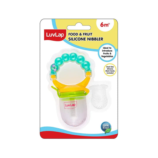 LuvLap Silicone Food/Fruit Nibbler with Extra Mesh, Soft Pacifier/Feeder, Teether for Infant Baby, Infant, Pearly Green, BPA Free