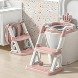 Baybee Crown Western Toilet Potty Seat for Kids | Baby Potty Training Seat with Ladder, Adjustable Step Height & Soft Cushion | Toddler Toilet Training Seat Chair for Boys & Girls 1-8 Years (Pink)