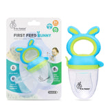 R for Rabbit First Feed Bunny Nibbler Soft Silicone Fruit & Veggie Feeder | Baby Teether & Pacifier | Hygienic, BPA-Free | For Infants 3+ Months (Green-Blue)