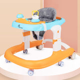 R for Rabbit Little Feet Sportz Baby Walker for Kids 9–18 Months | 2-in-1 Seated & Push Activity Walker with Music, Adjustable Height, Meal Tray & Foldable Design (Orange Blue)