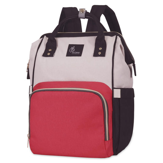 R for Rabbit Caramello Baby Diaper Bag for Mothers – Stylish, Waterproof, Large Capacity Maternity Backpack for Travel (Cream Red)