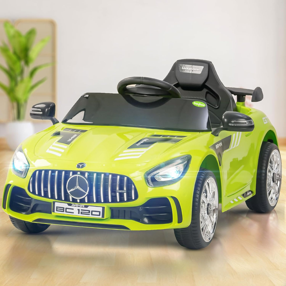 BAYBEE Spyder Pro Battery Operated Car for Kids | Rechargeable Ride-On Toy Car with Music & LED Lights | Big Electric Car for Kids to Drive (Spyder Pro LGR)