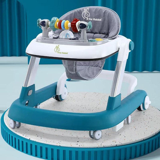 R for Rabbit Little Feet Baby Walker for Kids 9–18 Months | 2-in-1 Activity Walker with Detachable Toy Bar, Adjustable Height & Foldable Design(Blue)