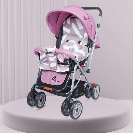 R for Rabbit Lollipop Lite Baby Stroller (Purple Grey) – 0 to 3 Years | 5-Point Safety Harness | Reversible Handlebar | Cushioned Seat with 3-Level Recline | Lightweight Stroller/Pram for Kids