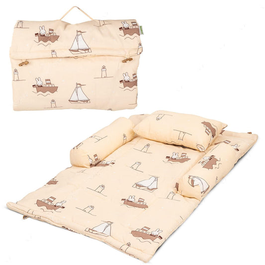 BAYBEE Newborn Baby Bedding Set | 4-Piece Thick Gadda Mattress with Head Pillow & 2 Bolsters | Soft Sleeping Bed for Infants 0–6 Months | Printed Baby Bedding for Boys & Girls