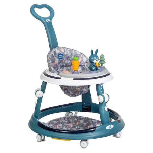 Mee Mee Premium Adjustable Baby Walker – 7 Height Levels, Removable Foot Mat, Musical Play Tray, Cushioned High Backrest, 360° Swivel, 6–24 Months, Up to 15 kg (Blue) - Timbuktoon