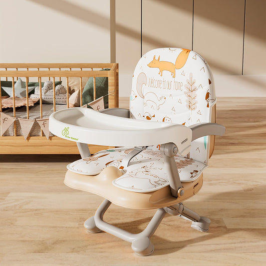 R for Rabbit Candy Pop Baby Booster Chair – 2-in-1 Kids Feeding Chair (Beige) 4-Level Height Adjustment, 3-Point Safety Belt & Removable Dining Tray | 6 Months–3 Years