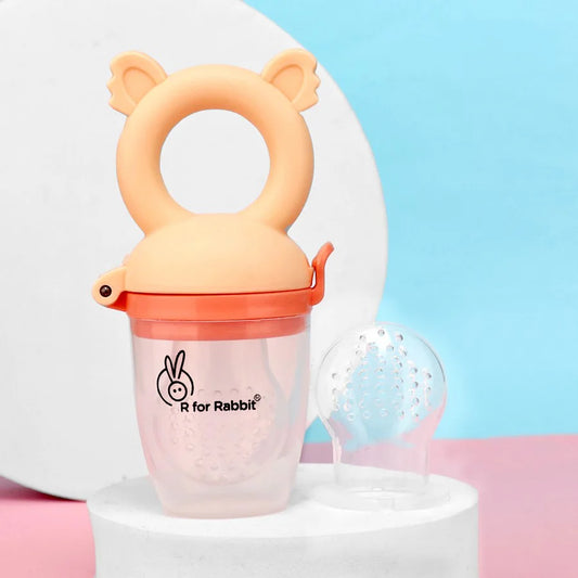 R for Rabbit First Feed Pixie Nibbler | Soft Silicone Fruit & Veggie Feeder | Baby Teether & Pacifier | Hygienic, BPA-Free | For Infants 3+ Months (Beige)