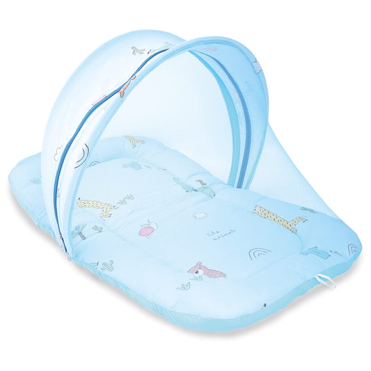 R for Rabbit Snuggy Safari Baby Sleeping Bedding Set with Mosquito Net – 100% Cotton Baby Nest & Sleeping Bag for Newborns, 0–12 Months (Blue)