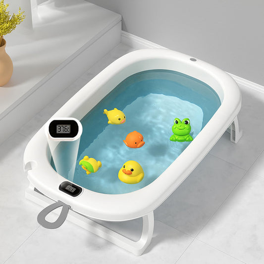 Mee Mee Baby Bath Tub for 0–5 Years/New Born Baby Foldable Bathtub with Bathing Bather Cushion Chair, Fast Drainage, Space Saving, Bath Tub for Kids Girls & Boys | Grey