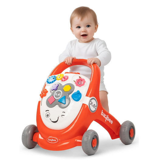 Baybee Oleo Baby Walker for Kids | Push Walker with Music, LED Lights, Rotating Gears & Grip Handle | Activity Walker for Baby Toddlers 0–2 Years (Red)
