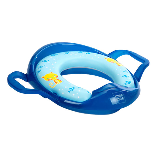 Mee Mee Soft Cushioned Potty Seat with Support Handles – Regular, Blue Comfortable & Safe Toilet Training Seat for Toddlers, Non-Slip and Easy to Clean