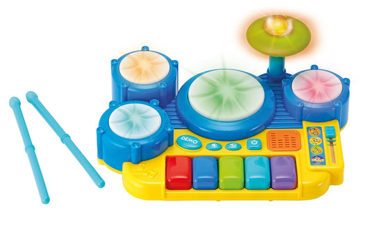 Winfun Boppin’ Beats Drum Set Keyboard | Multi-Color Interactive Musical Toy with Lights, Drum Pads & Keyboard | Educational Music Toy for Toddlers & Kids 12M+
