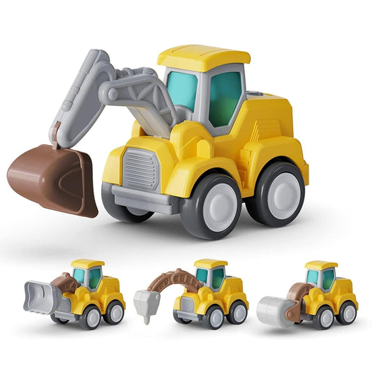 Alphabet Construction JCB Vehicle Truck Toys – Set of 2 (Random Designs) | Press & Go Truck Toy with Flexible Joints | Fun Car Set for Toddlers Boys & Girls 1+ Years | Birthday Gift for Kids
