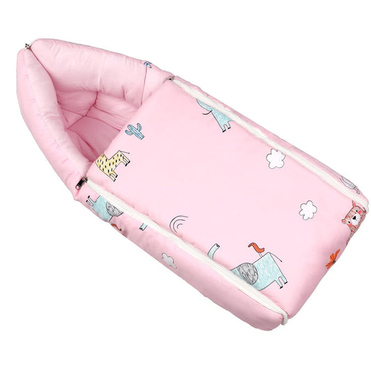 R for Rabbit Snuggy Baby Sleeping Bag & Carry Nest – 100% Cotton 3-in-1 Convertible Bedding Set for Newborns, Travel-Friendly & Portable (Blush Pink)