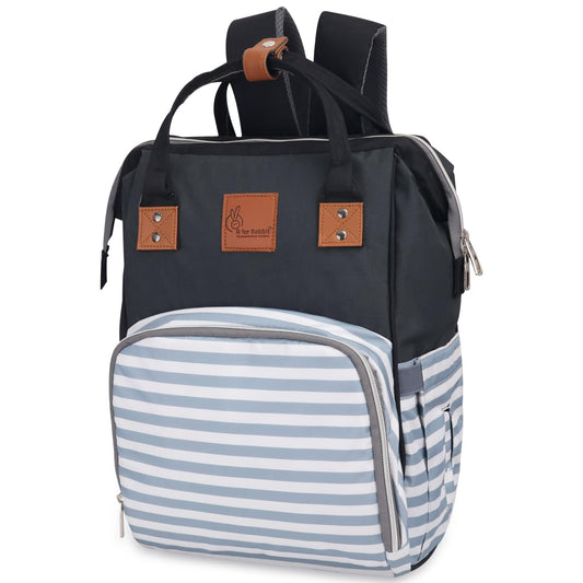 R for Rabbit Caramello Regal Baby Diaper Bag for Mother | Waterproof Multipurpose Diaper Backpack | Large Capacity Travel & Nursing Maternity Bag for Moms (Grey Stripes)