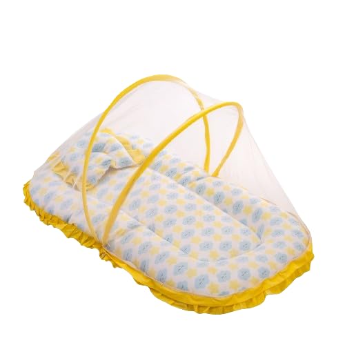 Mee Mee Comfortable Baby Mattress Kit with Mosquito Guard & Pillow – Cloud & Star Print