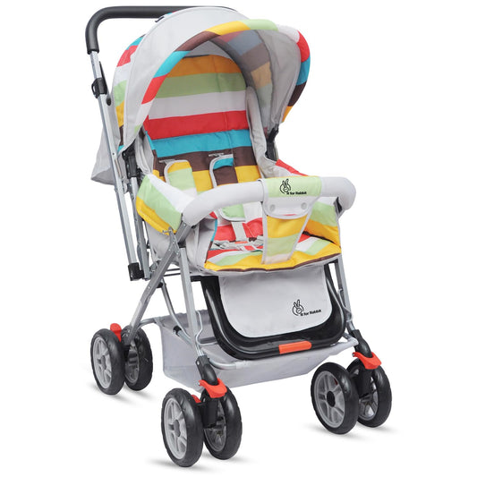 R for Rabbit Lollipop Lite Baby Stroller for 0 to 3 Years | Pram with 5 Point Safety Harness, Reversible Handlebar & Cushioned Seat | 3 Level Recline | Lightweight Stroller for Kids (Rainbow)