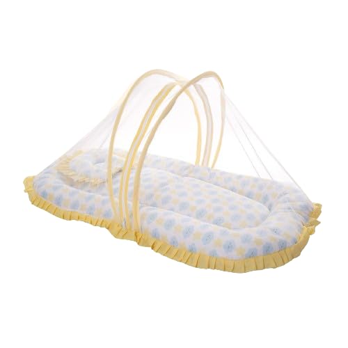 Mee Mee Cushioned Baby Mattress Set with Mosquito Net & Pillow – Cloud & Star, Soft & Breathable Infant Bedding, Foldable & Travel-Friendly